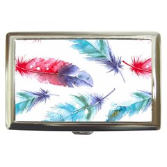 Feathers Boho Style Purple Red And Blue Watercolor Cigarette Money Case by genx