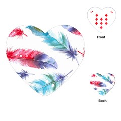 Feathers Boho Style Purple Red And Blue Watercolor Playing Cards (heart) by genx