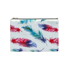 Feathers Boho Style Purple Red And Blue Watercolor Cosmetic Bag (medium) by genx