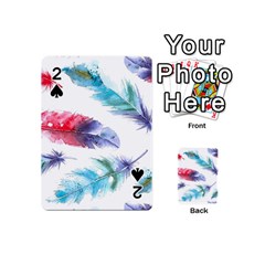 Feathers Boho Style Purple Red And Blue Watercolor Playing Cards 54 (mini) by genx