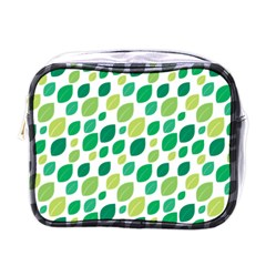 Leaves Green Modern Pattern Naive Retro Leaf Organic Mini Toiletries Bag (one Side) by genx