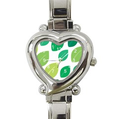 Leaves Green Modern Pattern Naive Retro Leaf Organic Heart Italian Charm Watch by genx