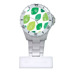 Leaves Green Modern Pattern Naive Retro Leaf Organic Plastic Nurses Watch by genx