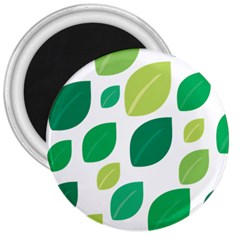 Leaves Green Modern Pattern Naive Retro Leaf Organic 3  Magnets by genx