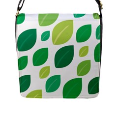 Leaves Green Modern Pattern Naive Retro Leaf Organic Flap Closure Messenger Bag (l) by genx