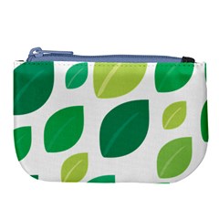 Leaves Green Modern Pattern Naive Retro Leaf Organic Large Coin Purse by genx