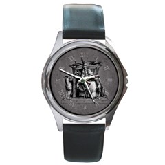 Odin Throne Marble Clock Black 15 10 10 100 Round Metal Watch by snek