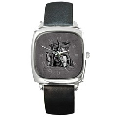 Odin Throne Marble Clock Black 15 10 10 100 Square Metal Watch by snek