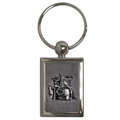 Odin On His Throne With Ravens Wolf On Black Stone Texture Key Chains (rectangle)  by snek