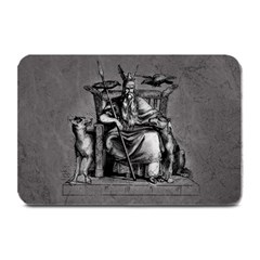 Odin On His Throne With Ravens Wolf On Black Stone Texture Plate Mats by snek