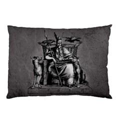 Odin On His Throne With Ravens Wolf On Black Stone Texture Pillow Case by snek