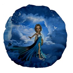 Cute Fairy In The Sky Large 18  Premium Flano Round Cushions by FantasyWorld7