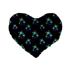 Dark Floral Drawing Print Pattern Standard 16  Premium Flano Heart Shape Cushions by dflcprintsclothing