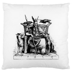 Odin On His Throne With Ravens Wolf On Black Stone Texture Standard Flano Cushion Case (one Side) by snek