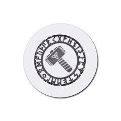 Thor Hammer With Runes Valhalla Tristella Viking Norse Mythology Mjolnir  Rubber Coaster (round) by snek