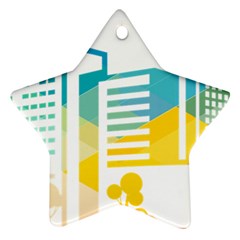 Silhouette Cityscape Building Icon Color City Ornament (star)