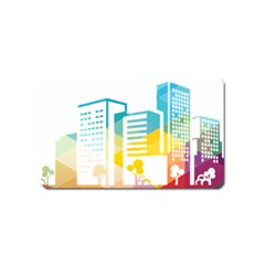 Silhouette Cityscape Building Icon Color City Magnet (name Card)