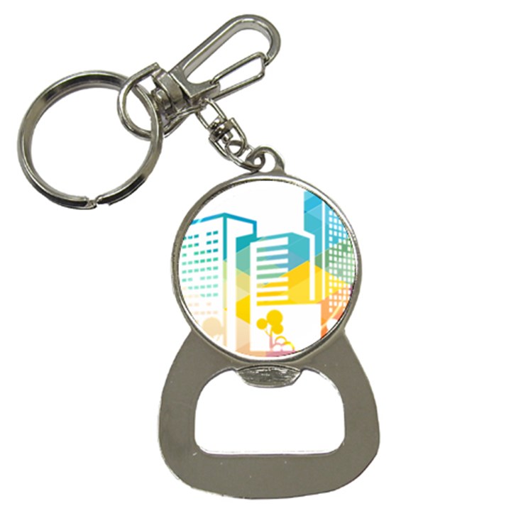 Silhouette Cityscape Building Icon Color City Bottle Opener Key Chains