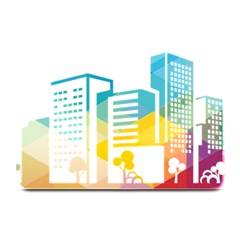 Silhouette Cityscape Building Icon Color City Plate Mats