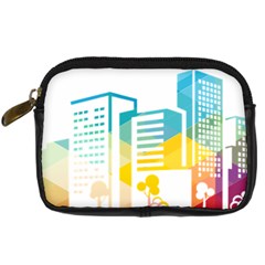 Silhouette Cityscape Building Icon Color City Digital Camera Leather Case by Sudhe