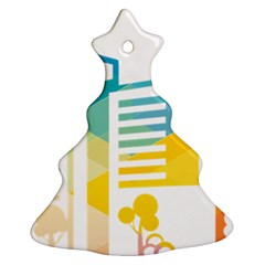 Silhouette Cityscape Building Icon Color City Christmas Tree Ornament (two Sides) by Sudhe