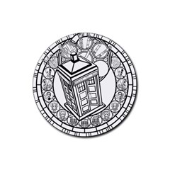 Bad Wolf Tardis Art Drawing Doctor Who Rubber Round Coaster (4 Pack) 