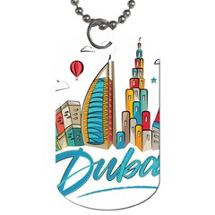 Burj Khalifa Skyline Clip Art Drawing Comic World Dog Tag (two Sides)