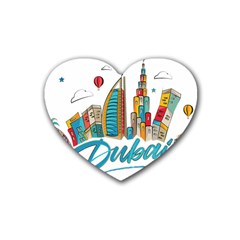 Burj Khalifa Skyline Clip Art Drawing Comic World Rubber Coaster (heart) 