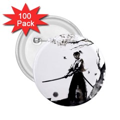 Japan Samurai Drawing   Warrior 2 25  Buttons (100 Pack) 