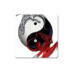 Yin And Yang Chinese Dragon Square Magnet