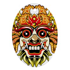 Bali Barong Mask Euclidean Vector Chiefs Face Oval Ornament (two Sides)