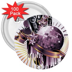 Nightclub Disco Ball Dj Dance Speaker 3  Buttons (100 Pack) 