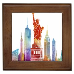 New York City Poster Watercolor Painting Illustrat Framed Tiles