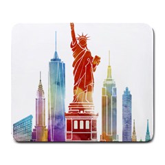 New York City Poster Watercolor Painting Illustrat Large Mousepads