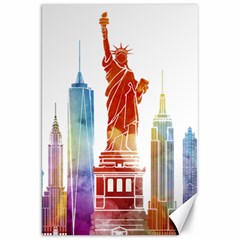 New York City Poster Watercolor Painting Illustrat Canvas 20  X 30 