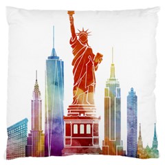 New York City Poster Watercolor Painting Illustrat Large Cushion Case (one Side)