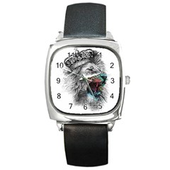 Lion King Head Square Metal Watch