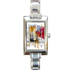 New York City Skyline Vector Illustration Rectangle Italian Charm Watch