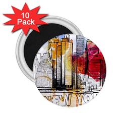 New York City Skyline Vector Illustration 2 25  Magnets (10 Pack) 