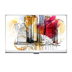 New York City Skyline Vector Illustration Business Card Holder by Sudhe