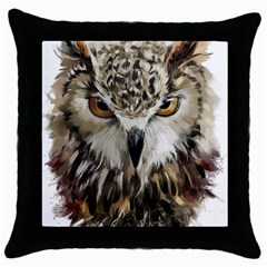 Vector Hand Painted Owl Throw Pillow Case (black)