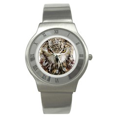 Vector Hand Painted Owl Stainless Steel Watch by Sudhe