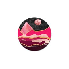 Pink And Black Abstract Mountain Landscape Golf Ball Marker (10 Pack) by charliecreates