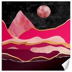 Pink And Black Abstract Mountain Landscape Canvas 12  X 12  by charliecreates