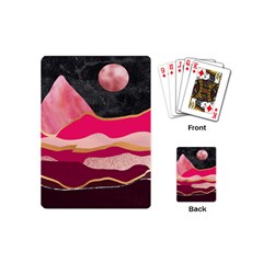 Pink And Black Abstract Mountain Landscape Playing Cards (mini) by charliecreates