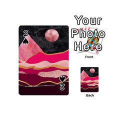 Pink And Black Abstract Mountain Landscape Playing Cards 54 (mini)