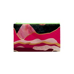 Pink And Black Abstract Mountain Landscape Cosmetic Bag (xs) by charliecreates