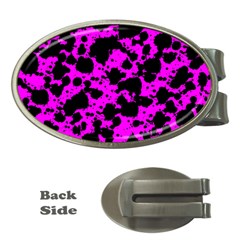 Black And Pink Leopard Style Paint Splash Funny Pattern Money Clips (oval)  by yoursparklingshop
