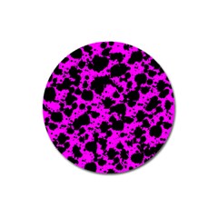 Black And Pink Leopard Style Paint Splash Funny Pattern Magnet 3  (round) by yoursparklingshop