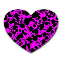 Black And Pink Leopard Style Paint Splash Funny Pattern Heart Mousepads by yoursparklingshop